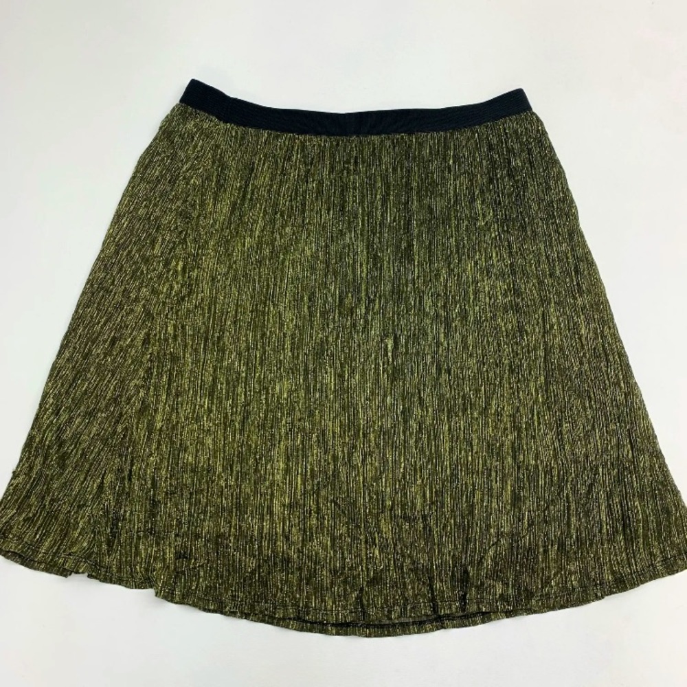 Ava & Viv Flowy Pull On Skirt Women's Plus 1X Gold Metallic Stretch Lined